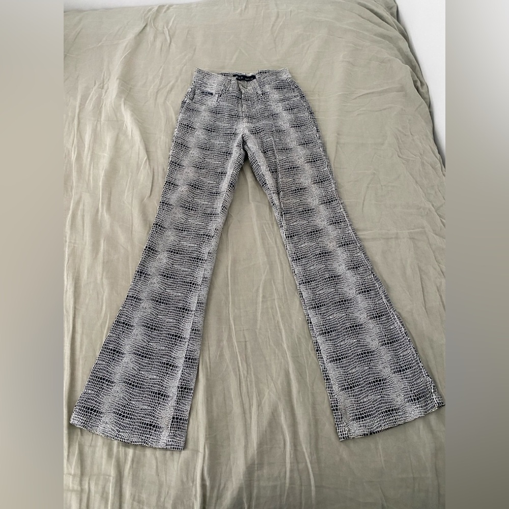 Black and white leopard leathers flare jeans #flares